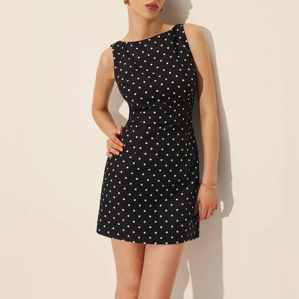 Elegant Black Polka Dot Dress - Picture 4 of 4